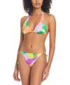 SANCTUARY WOMENS PRINTED HALTER NECK BIKINI TOP SIDE TIE HIPSTER BOTTOMS