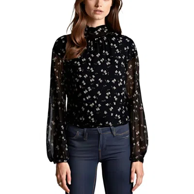 Sanctuary Womens Printed Mesh Blouse In Black