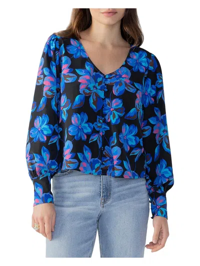 Sanctuary Womens Printed Recycled Polyester Blouse In Blue