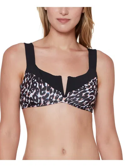 Sanctuary Womens Printed V-wire Bikini Swim Top In Multi