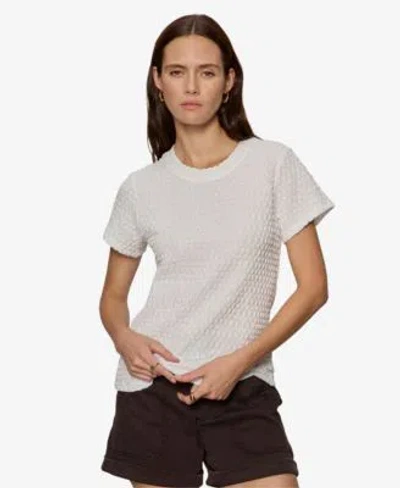 Sanctuary Womens Pucker Up Textured Knit T Shirt In Blue Aura