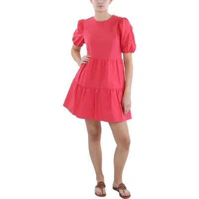 Sanctuary Womens Puff Sleeve Mini Shift Dress In Red