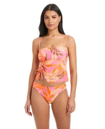 Sanctuary Womens Pull On Tankini Top Frangipani Moderate Coverage Swim Bottoms In Pink