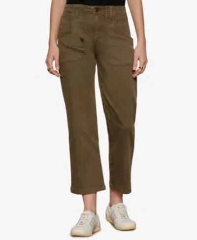 Sanctuary Retreat Mid Rise Crop Straight Leg Utility Pants In Green