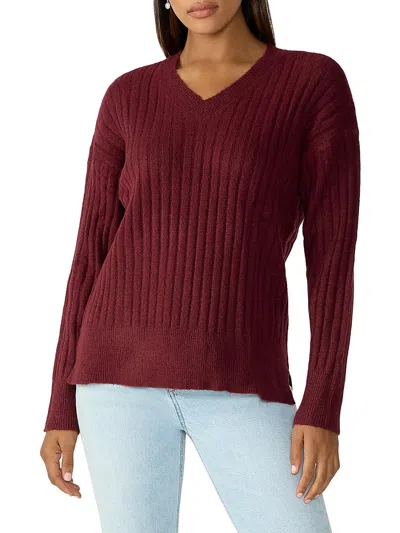 Sanctuary Ribbed V Neck Sweater In Purple