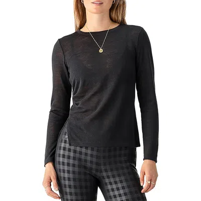 Sanctuary Womens Ruched Knit Pullover Top In Black