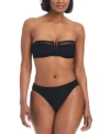 Sanctuary Womens Sea Crochet V Wire Bandeau Bikini Top Hipster Bikini Bottoms In Black