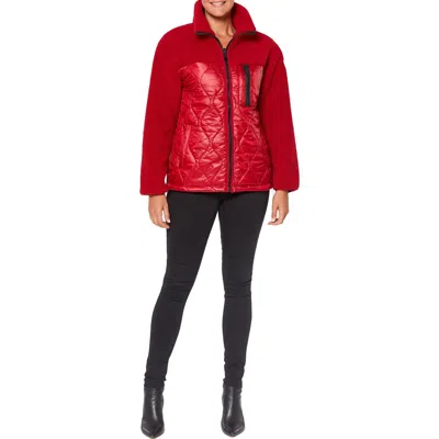 Sanctuary Womens Sherpa Lightweight Quilted Coat In Red