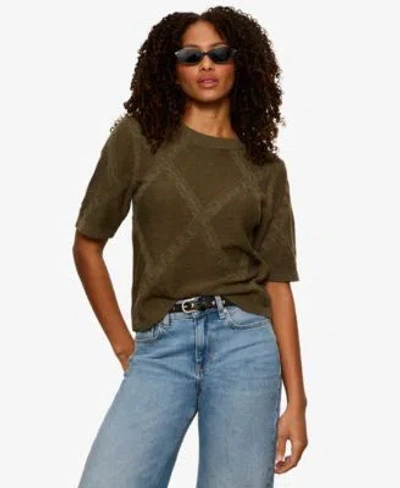 Sanctuary Womens Short Sleeve Cotton Sweater T Shirt In Green