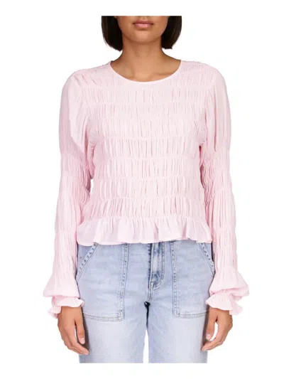 Sanctuary Womens Smocked Sheer Blouse In Pink