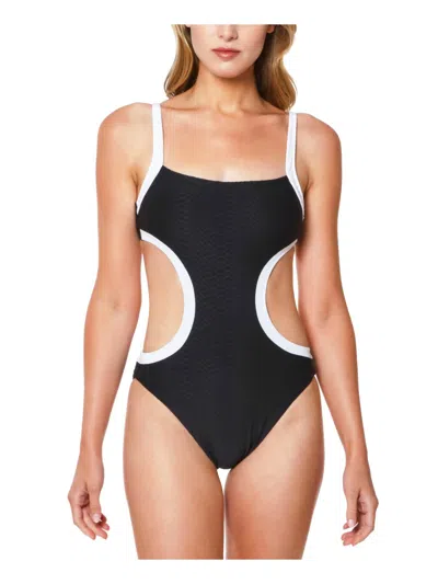 Sanctuary Womens Solid Nylon One-piece Swimsuit In Black