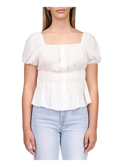 Sanctuary Womens Square Neckline Smocked Waist Peplum Top In White