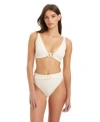 Sanctuary Womens Stay Connected V Neck Bra High Rise Bottoms In White