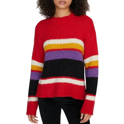 Sanctuary Womens Striped Knit Mock Sweater In Red