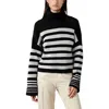 Sanctuary Womens Striped Knit Mock Turtleneck Sweater In Black