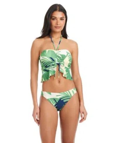 Sanctuary Womens Summer Breeze Convertible Ruffle Tankini Top Summer Breeze Moderate Coverage Swim Bottoms In Green