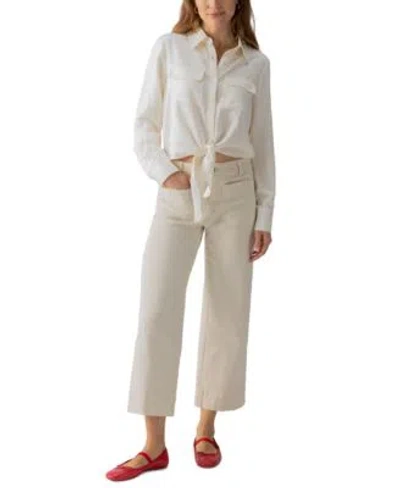 Sanctuary Womens The Marine Mid Rise Cropped Wide Leg Jeans In Neutral