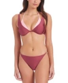 Sanctuary Womens Twice As Nice Double Layer Tied Bikini Top Strappy Hipster Bikini Bottoms In Garnet