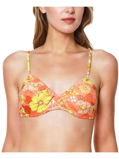 Sanctuary Womens Underwire Floral Bikini Swim Top In Yellow