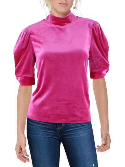 Sanctuary Womens Velvet Puff Sleeves Pullover Top In Pink