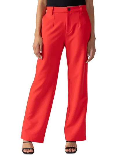 Sanctuary Womens Wide Leg Office Trouser Pants In Red