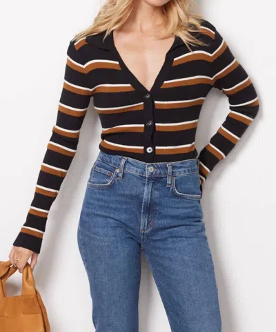 Sanctuary Your Love Button Front Blouse Top In Black Stripe In Multi