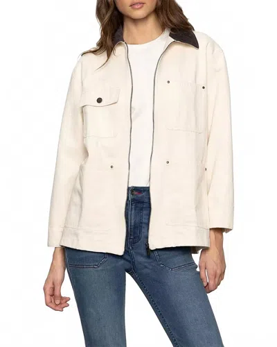 Sanctuary Zip Up Barn Jacket In Light Oat In White