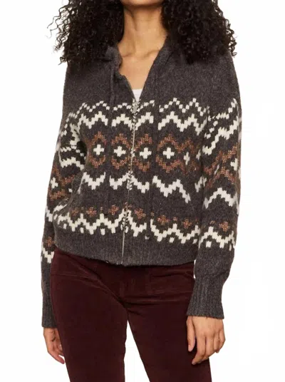 Sanctuary Zip-up Fairisle Hoodie In Mocha Fairisle In Brown