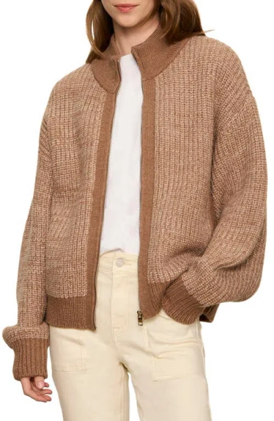 Sanctuary Zip-up Cardigan In Brown