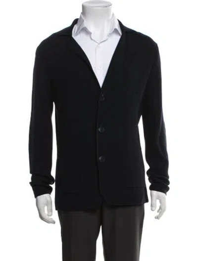 Pre-owned Sand Collar Long Sleeve Cardigan In Black
