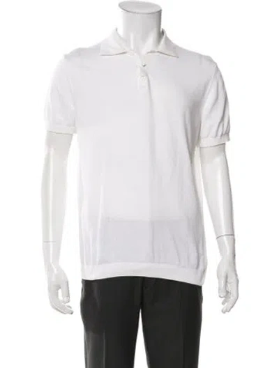 Pre-owned Sand Collar Short Sleeve Polo Shirt In White