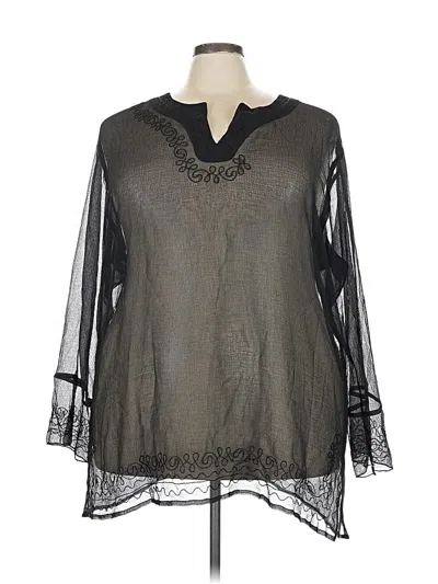 Pre-owned Sand Long Sleeve Blouse In Black
