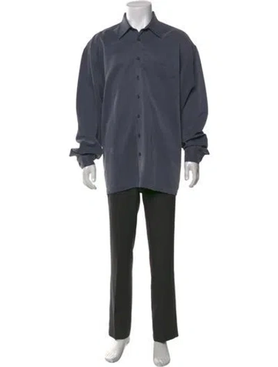 Pre-owned Sand Long Sleeve Dress Shirt In Blue