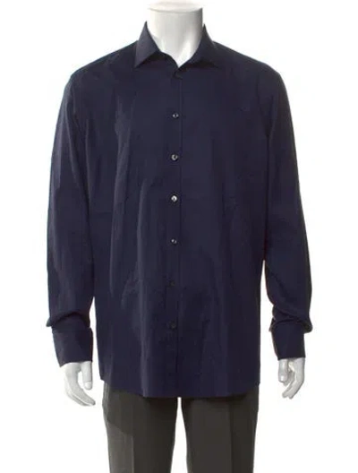 Pre-owned Sand Long Sleeve Dress Shirt In Blue