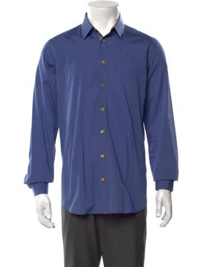 Pre-owned Sand Long Sleeve Dress Shirt In Blue
