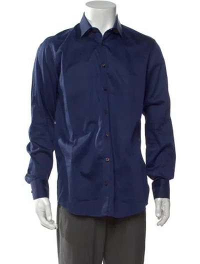 Pre-owned Sand Long Sleeve Dress Shirt In Blue