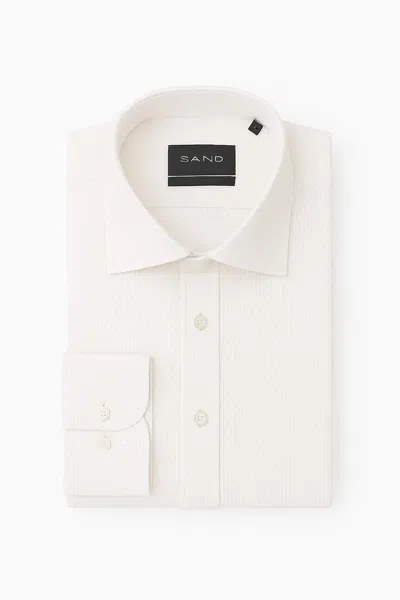 Sand Men Seersucker State Soft Long Sleeve Shirt In White In Multi