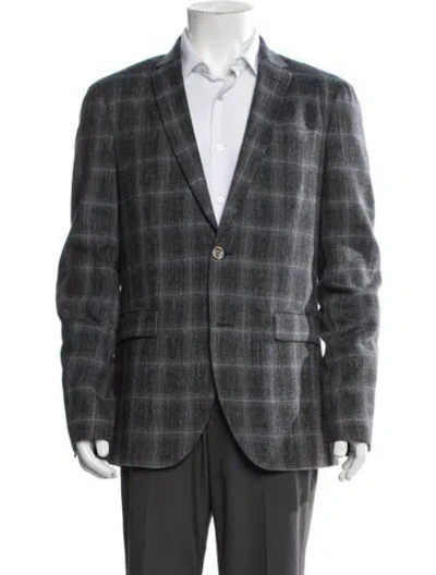 Pre-owned Sand Plaid Print Jacket In Gray