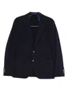 Sand Single-breasted Patch-pocket Blazer In Blue
