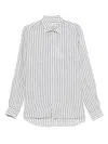 Sand Striped Linen Shirt In White