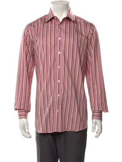 Pre-owned Sand Striped Long Sleeve Dress Shirt In Pink