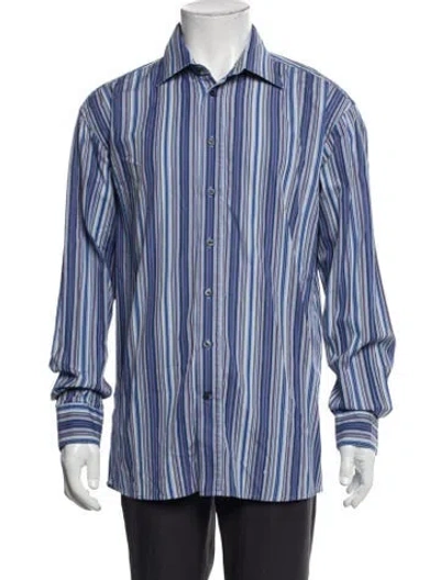 Pre-owned Sand Striped Long Sleeve Shirt In Blue