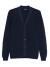 Sand V-neck Textured Cardigan In Blue
