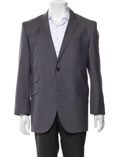 Pre-owned Sand Virgin Wool Plaid Print Blazer In Gray