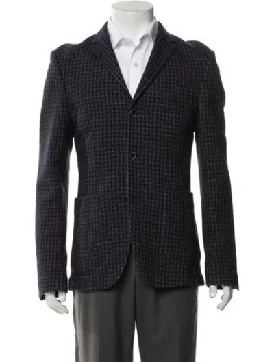 Pre-owned Sand Wool Houndstooth Print Blazer In Blue