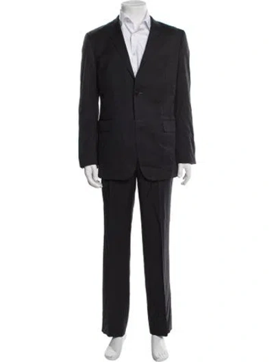 Pre-owned Sand Wool Striped Two-piece Suit In Black