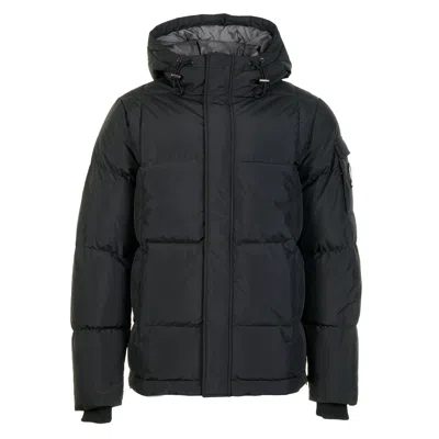 Sandbanks Alpha Wide Baffle Puffer Jacket Black In Blue