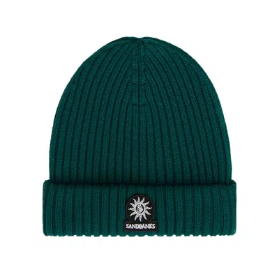 Sandbanks Badge Logo Merino Wool Beanie Emerald Green