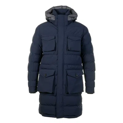 Sandbanks Branksome Long Puffer Jacket Navy In Blue