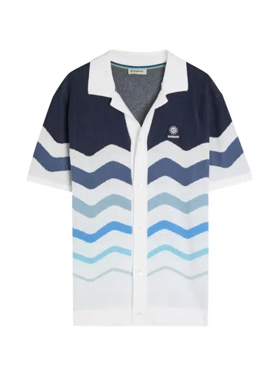 Sandbanks Chevron-knit Button-up Cardigan In Multi